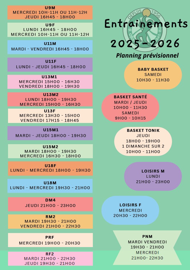 planning entrainements 25 26
